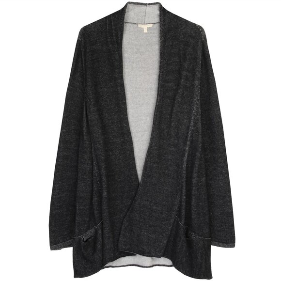 Eileen Fisher - sz XL - Plaited Organic Cotton Tencel Angle Cardigan, Charcoal - Picture 1 of 9